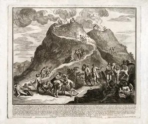 Perspektive des zweiten Ausbruchs des Vesuvs, veröffentlicht 1750